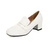 Zapatos de Mocasín Retro con Tacón Grueso para Mujer, Temporada Primavera y Otoño 2026, Tallas 40-45, Zapatos de Tacón Medio para el Trabajo de Talla Grande, Tacones Altos