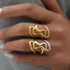 Anillos con un Toque de Lujo de Nicho, Empaque de Joyería Estilo Ins de Lujo Ligero, Joyería Geométrica de Oro de 18 Quilates para Mujer, Venta al por Mayor Transfronteriza de Verano
