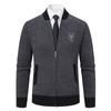 Cardigan de Tricô Casual Outono/Inverno 2025 Jaqueta Baseball com Forro de Lã Espessada Tendência Suéter Peça Externa Exportação