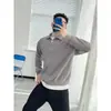Camisa Polo de Manga Larga Camiseta de Hombre Manga Larga Otoño e Invierno Sudadera de Cintura Alta Estilo Japonés Holgada Casual Chaqueta