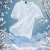 2026 Nuevo Estilo de Verano para Hombre, Camisa Fresca con Calados de Manga Corta, Seda de Hielo de Secado Rápido, Marca de Tendencia, Personalidad, Cubre-traje, Estilo Sexy para Discoteca