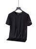 Verano Nuevo Deportes Ocio Seda de Hielo Manga Corta para Hombre Secado Rápido Sensación de Hielo Elástico Transpirable Holgado Cuello Redondo Estampado Camiseta para Jóvenes