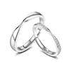 Anillo de pareja un par de anillos para hombre y mujer sencillos de moda temperamento coreano corona de circón anillo abierto boda simulación anillo de diamantes