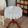Mantel Redondo Pequeño de Encaje Blanco Liso de Alto Grado Tejido de Punto por Urdimbre Calado Cubierta Retro para Dormitorio Estudio Tela de Cubierta de Lujo Hermosa Accesible