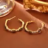 Pendientes de Anillo C de Piedra Ojo de Tigre Estilo Maillard, Moda de Alta Gama, Lujo Ligero, Pendientes Audaces y Exagerados, Pendientes Estilo Ins Europeo y Americano