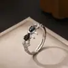 Anillo de Mariposa Amor Nuevo Transfronterizo Completo de Diamante para Mujer Anillo de Zirconia de Color Abierto Ajustable de Gama Alta Venta al por Mayor
