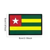 Patche de Borracha Macia em PVC Bandeira do Togo Bandeira Africana Insígnia de Uniforme Acessórios para Chapéu e Bolsa com Gancho de Velcro