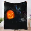 Manta de Halloween Manta Linda de Fantasma y Calabaza Serie 2 Manta Decorativa para Oficina Manta de Franela Otoño e Invierno