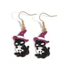 Pendientes Europeos de Halloween Vintage Gato Mágico Luna Personalidad Alto Nivel Sencillo Pequeño Gancho de Oreja Esmaltado