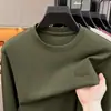 Camiseta base de mezcla de lana para hombre de primavera y otoño, venta al por mayor multicolor, camiseta de manga larga con cuello redondo de lujo ligero, estilo business casual para hombre
