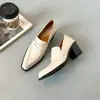 Mocasines retro cuadrados estilo francés para mujer, con una estética británica, tacones gruesos, piel suave y diseño de slip-on, lo que los hace versátiles y adecuados para el uso diario