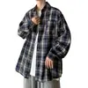 Camisa de cuadros retro japonesa de primavera y otoño para hombre, de manga larga, estilo nuevo, holgada, casual, chaqueta de camisa de alta gama para hombre