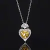 Joias Huabi novas de outono e inverno, diamante de alto carbono, corte flor de gelo, diamante amarelo, coração embutido em cobre, conjunto 10*10
