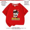 Camiseta Infantil de Gato Negro Sheriff Manga Corta Tallas Mediana y Grande Ropa Infantil Niños y Niñas Top Versátil Nuevo Verano 2023