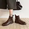 Botines Chelsea de cuero genuino estilo británico con tacón bajo para mujer, nueva colección de invierno 2026, con forro de felpa y tacón grueso