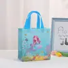 Sacola de Presente Fofa para Festa de Aniversário de Sereia Sacola de Embalagem para Presente com Estampa de Desenho Animado Bolsa de Mão em Não Tecido