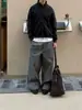 Pantalones casuales de cuadros retro americanos con botones para hombre y mujer, marca de moda urbana, elegantes y holgados, versátiles pantalones de cuadros rectos