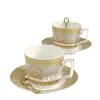 Linha Padrão H Transfronteiriça 030 Conjunto Original Padrão Colher de Ouro Xícara e Pires para Café Conjunto Exquisito Inglês Chá da Tarde Conjunto de Xícara e Pires de Porcelana