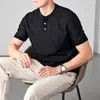 2026 Verano Transpirable Manga Corta Nuevo Estilo Chino Cuello Henley Camisa Polo Cuello de Botón Deportes Fitness Camiseta para Hombre