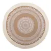 Em estoque Rodada Juta Bola Borla Tecida Placemat Eco-Friendly Atmosfera Mesa Decorativa Tapete de Mesa Retro Tapete de Isolamento Térmico