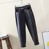 Jeans Harlan de Tiro Alto para Mujer Otoño 2021 Nuevos Rectos Sueltos Adelgazantes de Nueve Puntos Versátiles Pantalones Tipo Zanahoria
