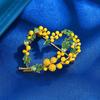 Broche de mimosa estilo parisino flor de naranjo fruta esmalte vidriado borla de diamante broche ramillete pin de cobre femenino