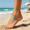 Tobillera Nueva con Conchas y Cuentas Transfronteriza de Aliexpress, Personalizada y Versátil, Joyería de Pie de Moda Multicapa para Mujeres, Accesorios para Vacaciones en la Playa