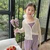 Crema Suave y Ceroso Ropa Infantil Cárdigan Tejido para Niñas Estilo Nuevo Verano 2025 Niños Camisa Fina de Protección Solar para Bebé