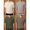 Atacado Em Estoque Simples Estilo Old Money Tricô Americano Masculino Manga Curta Camiseta Moda Verão Tendência Camisa Polo Masculina
