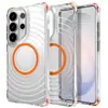 Funda magnética con patrón de ondas transparente adecuada para Samsung S26 Ultra, S25 con airbag anticaída, S24 funda protectora, transfronterizo