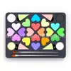 Conjunto de Tinta Aquarela Personalizado pelo Fabricante com 20 Cores em Formato de Coração, Paleta de Tinta Facial para Atividades Infantis