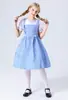 Aventura de Halloween para Padres e Hijos en Oz Vestido Azul a Cuadros Disfraz de Dorothy Vestido de Sirvienta en el País de las Maravillas