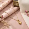 Moda Europeia e Americana DIY Colar com Pingente de Charme Anel de Mola de Aço Inoxidável Colar com Pingente de Coração Corrente para Clavícula