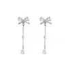 Pendientes de aro con forma de lazo y gota de agua de circón estilo coreano para mujer, Pendientes de diseño nicho de lujo ligero, Accesorios para orejas elegantes y versátiles