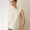 Colete de malha 100% cashmere puro para mulheres, novo estilo outono e inverno, suéter gola alta, versátil regata de malha sem mangas para usar por cima