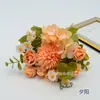 Flores artificiais de seda para decoração de cena de casamento, mais vendidas no exterior, cores de outono rosa-laranja, decoração de casa, decoração de presente