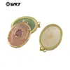 Wt-P2066 Pingente Oval Clássico de Pedra Calcedônia Rosa Quartzo Banhado a Ouro 18K Produto Semi-Acabado para Brincos e Colares DIY