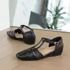 Nuevos Sandalias Blancas de Verano/Primavera 2026 de Comercio Exterior con Cuadrado Hueco en la Puntera Versátiles Cómodas Planas Transfronterizos