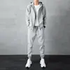 Traje Deportivo con Sudadera de Punto para Hombre, Nuevo para Primavera y Otoño 2026, Transpirable, Moderno, Holgado, Negro y Gris, En Stock, Algodón