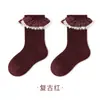 ZT1295 Meias Infantis Estilo Outono Meninas Bebê Meias de Cano Médio Meias com Punho Largo Sem Costura Meias de Renda Princesa Meias de Algodão Outono