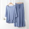 Conjunto de pijama feminino de duas peças, novo, solto, fino, primavera e verão, calça larga de sete mangas, modal, homewear