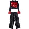 Traje de Danza Jazz para Niñas Moderno Cool de Cuero Traje para Espectáculo Infantil Jazz Traje de Danza para Mujeres Traje de Danza Urbana para Niños Brillante
