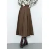 Falda Marrón Clásica Retro de Cintura Alta Ajustada para Mujer, Elegante de Alta Gama, Falda de Línea A Sencilla y Elegante