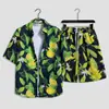 Hawaii Seaside Beach Holiday terno masculino solto plus size casal moda marca camisa de manga curta casual conjunto de duas peças