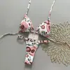 Traje de Baño de Verano 2026 Bikini Estampado Estilo Europeo y Americano Sexy Bikini de Tirantes Anudados para Mujer Traje de Baño de Dos Piezas Fresco y Sencillo