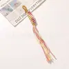 Estilo Chino Retro Bloques de Color Hilo de Algodón Multicolor Borla Colgante DIY Bolsa Llavero Colgante para Teléfono Accesorio