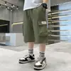 Pantalones Cortos para Niños Transfronterizos 2026 Verano Algodón Puro Pantalones para Niños Pantalones Cargo Sueltos Pantalones Casuales a la Rodilla Pantalones para Niños