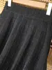 Nueva Falda de Punto de Lana Pura para Mujer Otoño e Invierno 2025, Falda de Color Sólido Acanalada Brillante de Cintura Alta de Longitud Media