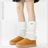 Calcetines de Punto Calcetines de Felpa Y2K para Mujer Algodón Puro Color Sólido Cubre Piernas Otoño e Invierno Botas de Alta Calidad Cubre Botas Tubo Largo Dama