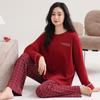 Nuevos Pijamas 2025 para Mujer, Primavera y Otoño, Ropa de Casa de Manga Larga de Algodón Puro, Traje para Mujer Año Animal Rojo Brillante
